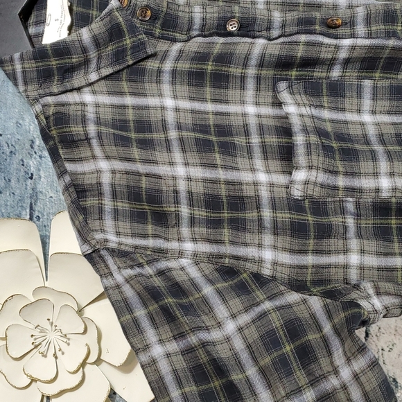 Urban Outfitters | Pins and Needles Gypsy Boho Prairiecore Gray Plaid Shirt - Picture 4 of 9